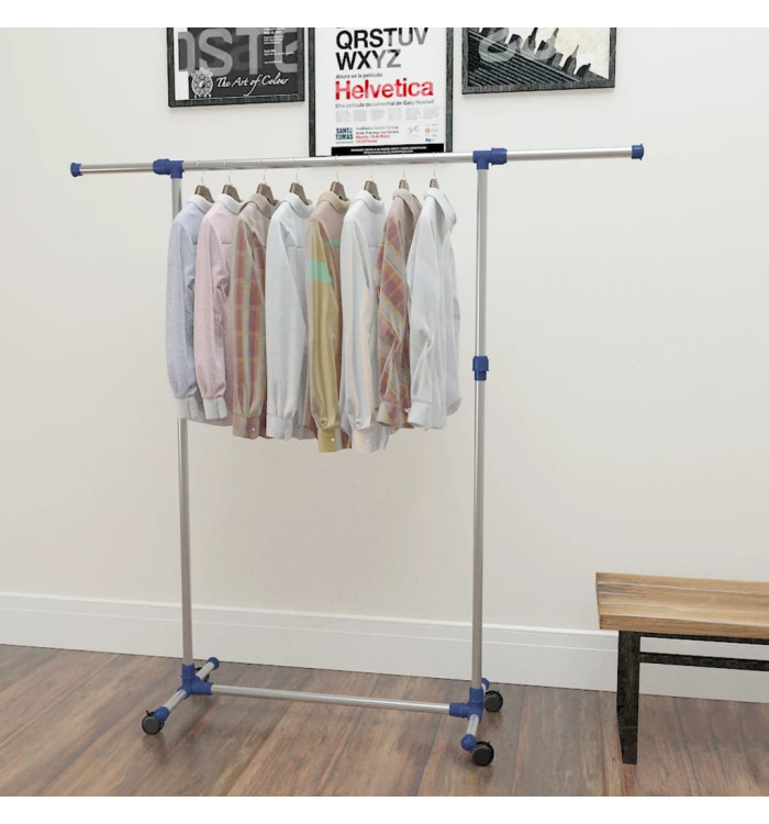 Porte-vêtements réglable Acier inoxydable 165x44x150 cm Argenté | Mobilier & Déco