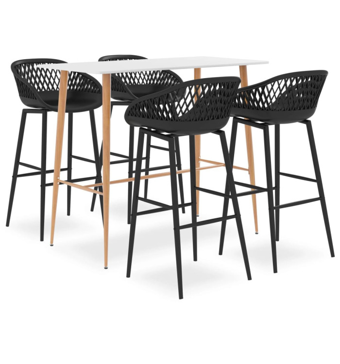 Ensemble de bar 5 pcs Blanc et noir | Mobilier & Déco