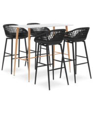 Ensemble de bar 5 pcs Blanc et noir | Mobilier & Déco