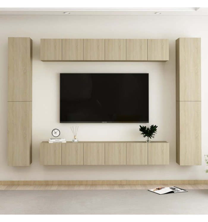 Ensemble de meubles TV 10 pcs Chêne sonoma Bois d'ingénierie | Mobilier & Déco