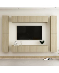 Ensemble de meubles TV 10 pcs Chêne sonoma Bois d'ingénierie | Mobilier & Déco
