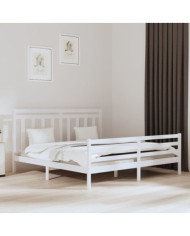Cadre de lit sans matelas blanc 200x200 cm bois massif | Mobilier & Déco