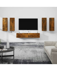 Ensemble de meubles TV 6 pcs Chêne fumé Bois d'ingénierie | Mobilier & Déco