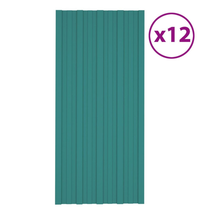 Panneaux de toiture 12 pcs Acier galvanisé Vert 100x45 cm | Mobilier & Déco
