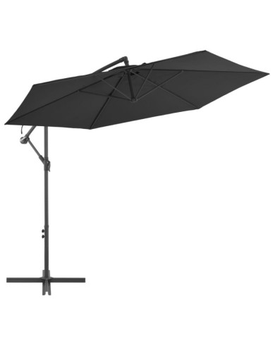 Parasol de jardin en porte-à-faux avec mât en aluminium noir | Mobilier & Déco