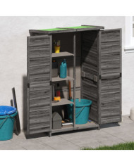 Abri à outils de jardin gris 83x57x140 cm bois massif pin | Mobilier & Déco