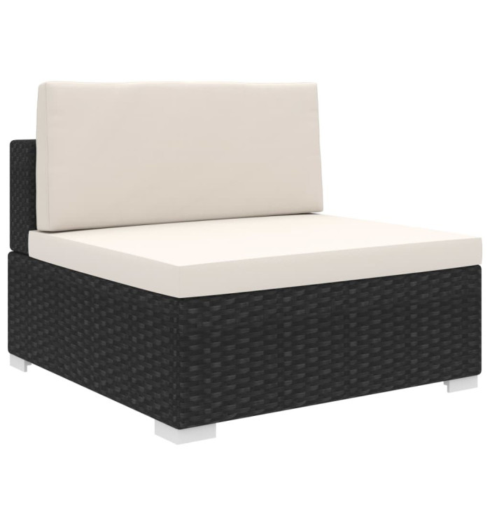 Siège central sectionnel 1 pc et coussins Résine tressée Noir | Mobilier & Déco