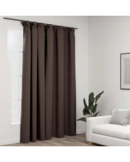 Rideau occultant d'aspect de lin avec crochets Taupe 290x245 cm | Mobilier & Déco