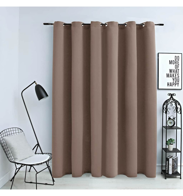 Rideau occultant avec anneaux en métal Taupe 290x245 cm | Mobilier & Déco