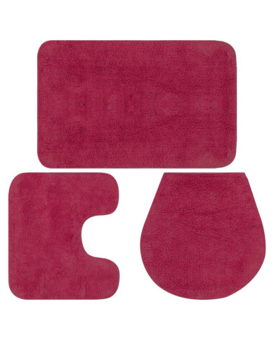 Jeu de tapis de salle de bain 3 pcs Tissu Fushsia | Mobilier & Déco