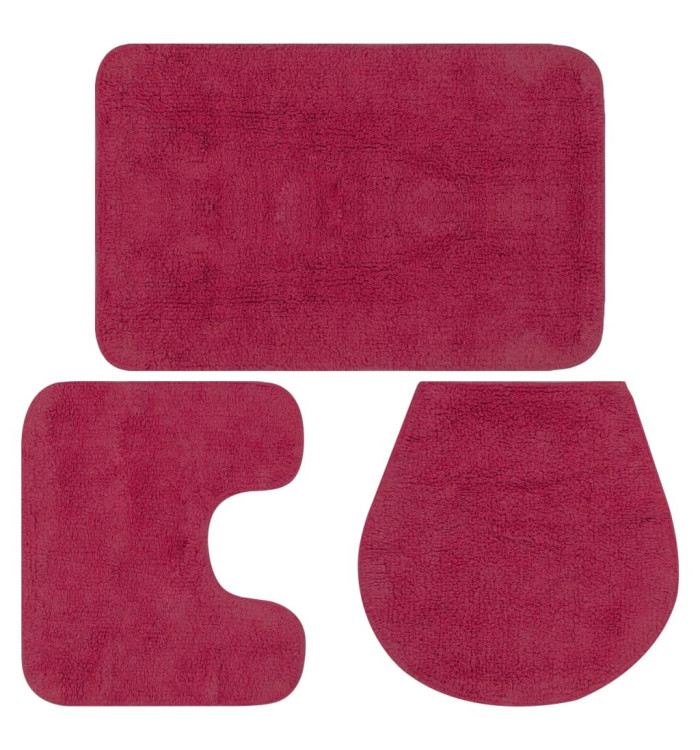 Jeu de tapis de salle de bain 3 pcs Tissu Fushsia | Mobilier & Déco