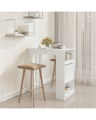 Table de bar rangement Blanc 102x50x103,5 cm Bois d'ingénierie | Mobilier & Déco