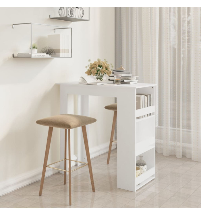 Table de bar rangement Blanc 102x50x103,5 cm Bois d'ingénierie | Mobilier & Déco