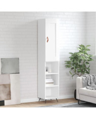 Buffet haut Blanc brillant 34,5x34x180 cm Bois d'ingénierie | Mobilier & Déco