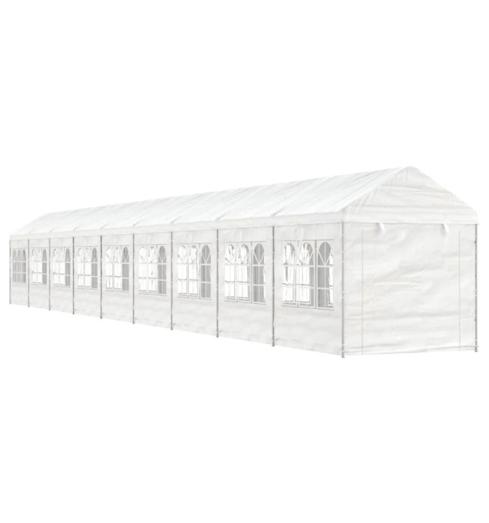 Belvédère avec toit blanc 20,07x2,28x2,69 m polyéthylène | Mobilier & Déco