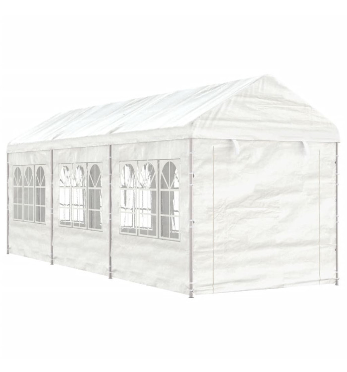 Belvédère avec toit blanc 6,69x2,28x2,69 m polyéthylène | Mobilier & Déco