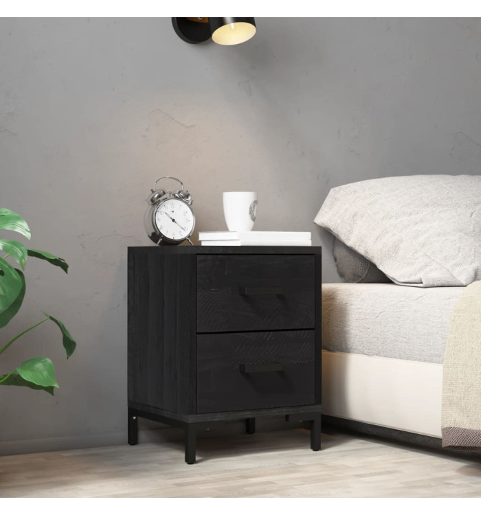 Table de chevet Noir 36x30x45 cm Bois de pin massif | Mobilier & Déco