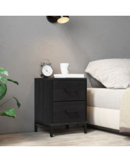 Table de chevet Noir 36x30x45 cm Bois de pin massif | Mobilier & Déco