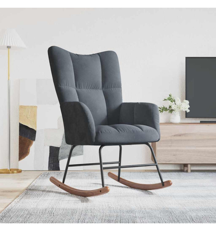 Chaise à bascule Gris foncé Velours | Mobilier & Déco