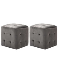 2 pcs Poufs Gris 30 x 30 x 30 cm Tissu velours | Mobilier & Déco