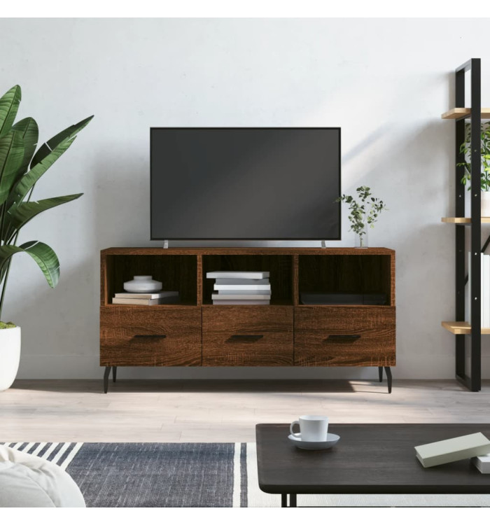 Meuble TV chêne marron 102x36x50 cm bois d'ingénierie | Mobilier & Déco