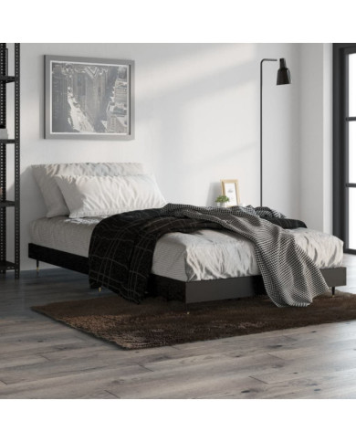 Cadre de lit sans matelas noir 100x200 cm bois d'ingénierie | Mobilier & Déco