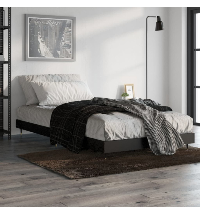 Cadre de lit sans matelas noir 100x200 cm bois d'ingénierie | Mobilier & Déco