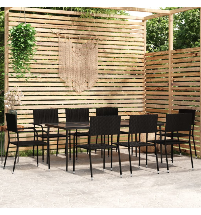 Ensemble à manger de jardin 9 pcs Noir | Mobilier & Déco