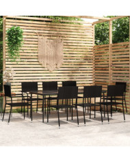 Ensemble à manger de jardin 9 pcs Noir | Mobilier & Déco