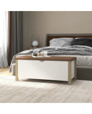Boîte de rangement et coussin Blanc/chêne 105x40x45cm Aggloméré | Mobilier & Déco