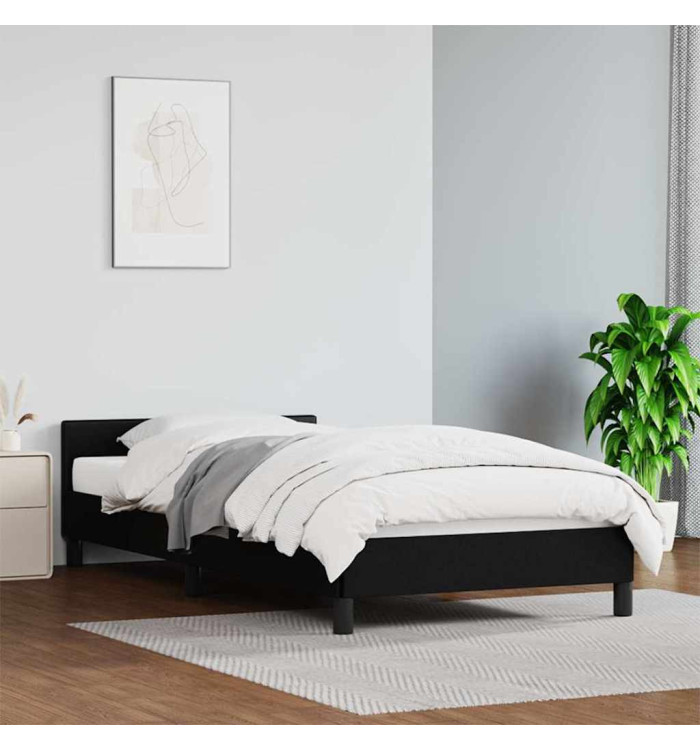Cadre de lit avec tête de lit sans matelas noir 90x190 cm | Mobilier & Déco
