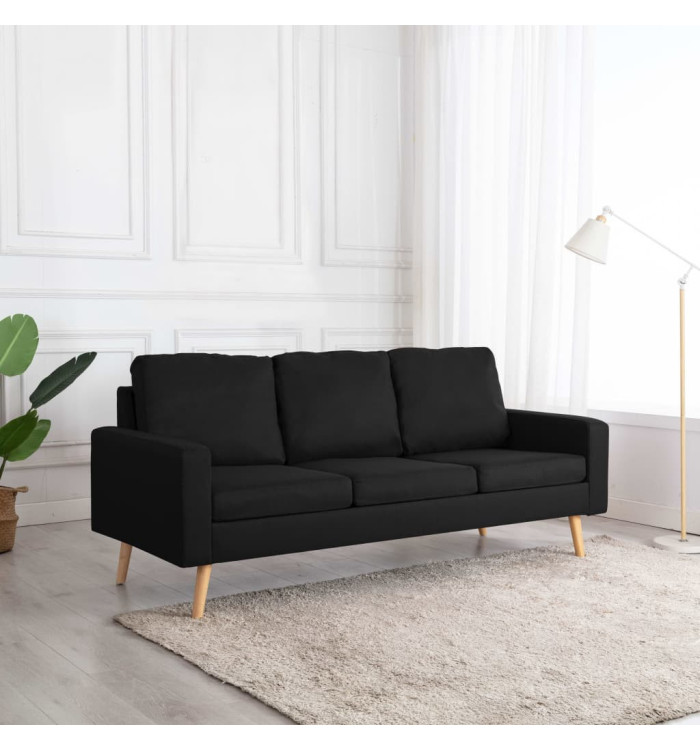Canapé à 3 places Noir Tissu | Mobilier & Déco