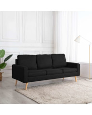Canapé à 3 places Noir Tissu | Mobilier & Déco