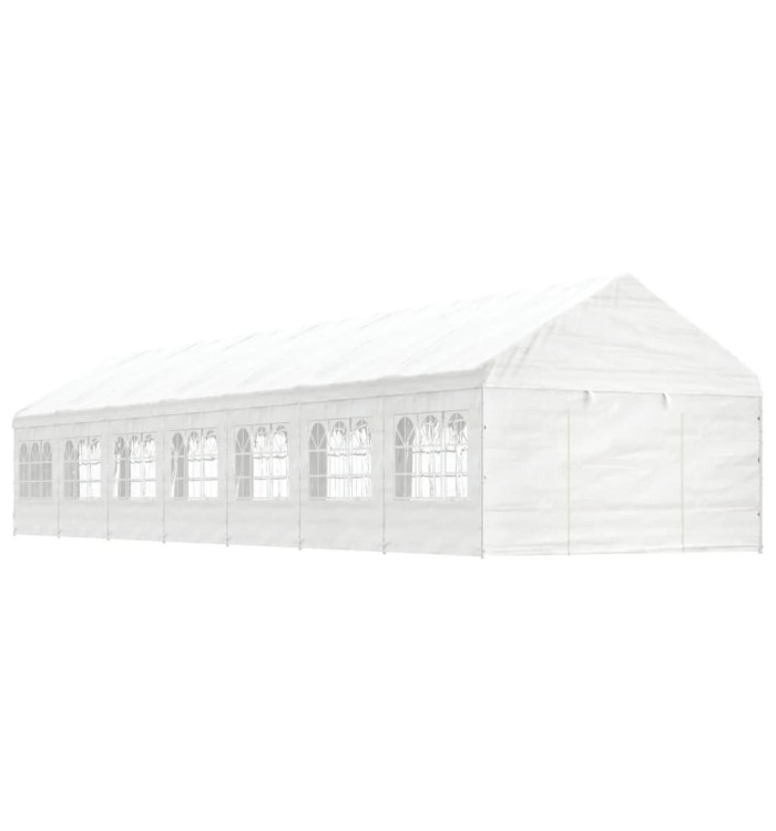 Belvédère avec toit blanc 15,61x4,08x3,22 m polyéthylène | Mobilier & Déco