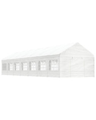 Belvédère avec toit blanc 15,61x4,08x3,22 m polyéthylène | Mobilier & Déco