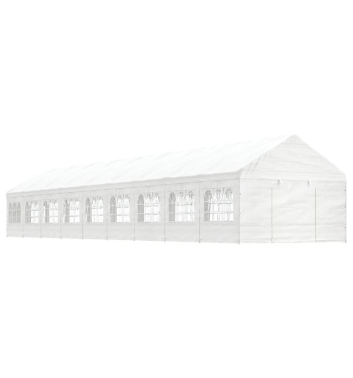 Belvédère avec toit blanc 20,07x4,08x3,22 m polyéthylène | Mobilier & Déco