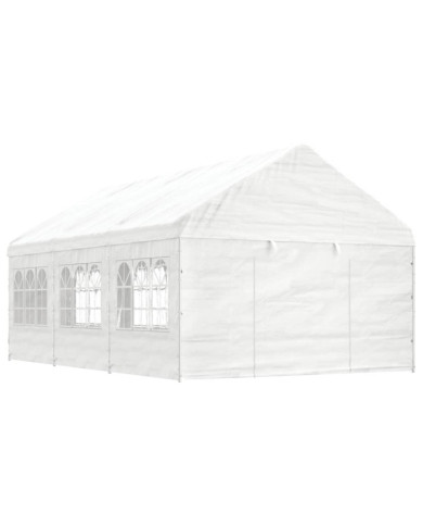 Belvédère avec toit blanc 6,69x4,08x3,22 m polyéthylène | Mobilier & Déco