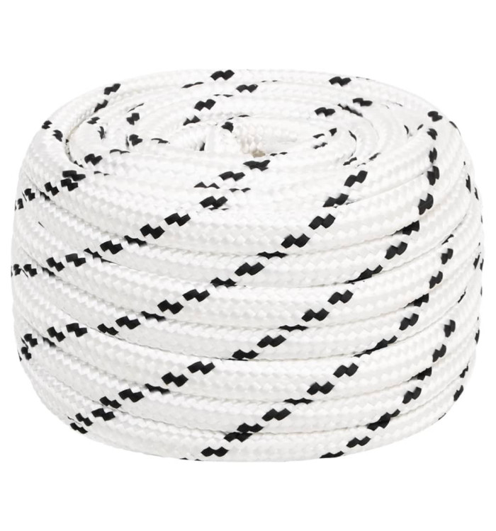 Corde de bateau tressé Blanc 18 mmx25 m Polyester | Mobilier & Déco