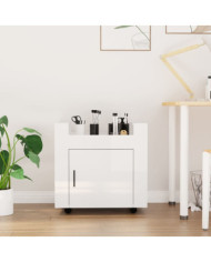 Chariot de bureau Blanc brillant 60x45x60 cm Bois d'ingénierie | Mobilier & Déco