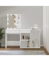 Coiffeuse à LED avec armoire Blanc Bois d'ingénierie | Mobilier & Déco