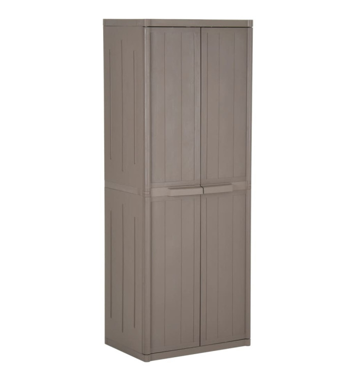 Armoire de rangement jardin Marron 65x45x172 cm PP Aspect bois | Mobilier & Déco