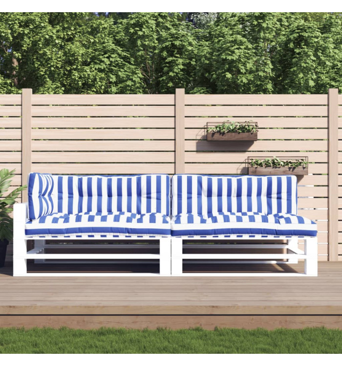 Coussins de palette lot de 5 rayures bleues et blanches tissu | Mobilier & Déco