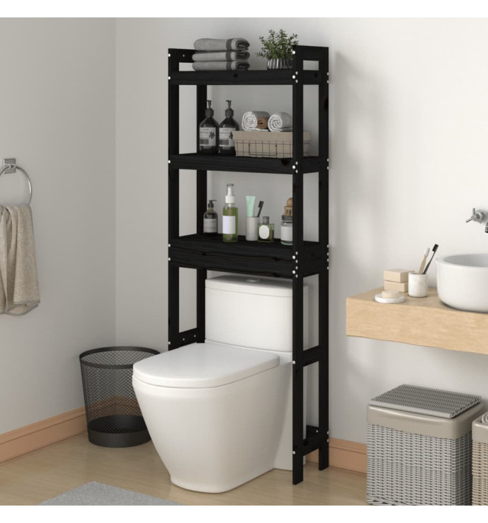 Étagère de toilette Noir 63x26x171 cm Bois de pin massif | Mobilier & Déco