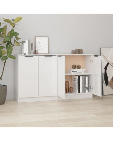 Buffets 2 pcs Blanc brillant 60x30x70 cm Bois d'ingénierie | Mobilier & Déco