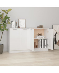 Buffets 2 pcs Blanc brillant 60x30x70 cm Bois d'ingénierie | Mobilier & Déco
