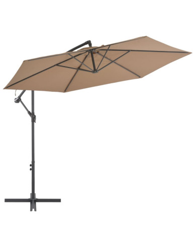 Parasol de jardin en porte-à-faux et poteau en aluminium taupe | Mobilier & Déco