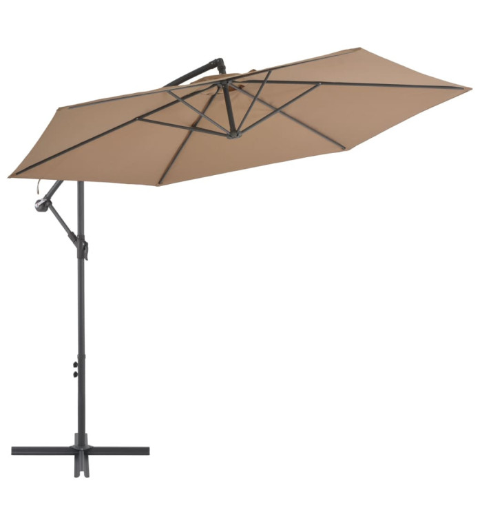Parasol de jardin en porte-à-faux et poteau en aluminium taupe | Mobilier & Déco