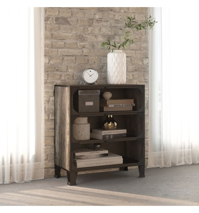Armoire de rangement Gris 72x36x82 cm Métal et MDF | Mobilier & Déco