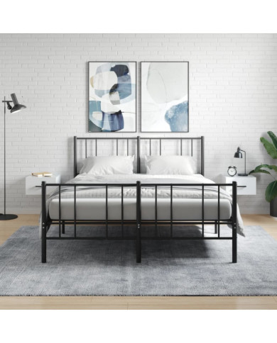 Tables de chevet murales 2 pcs blanc brillant 35x35x20 cm | Mobilier & Déco