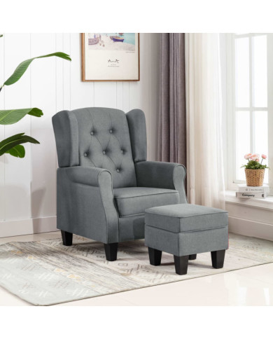 Fauteuil avec repose-pied Gris clair Tissu | Mobilier & Déco